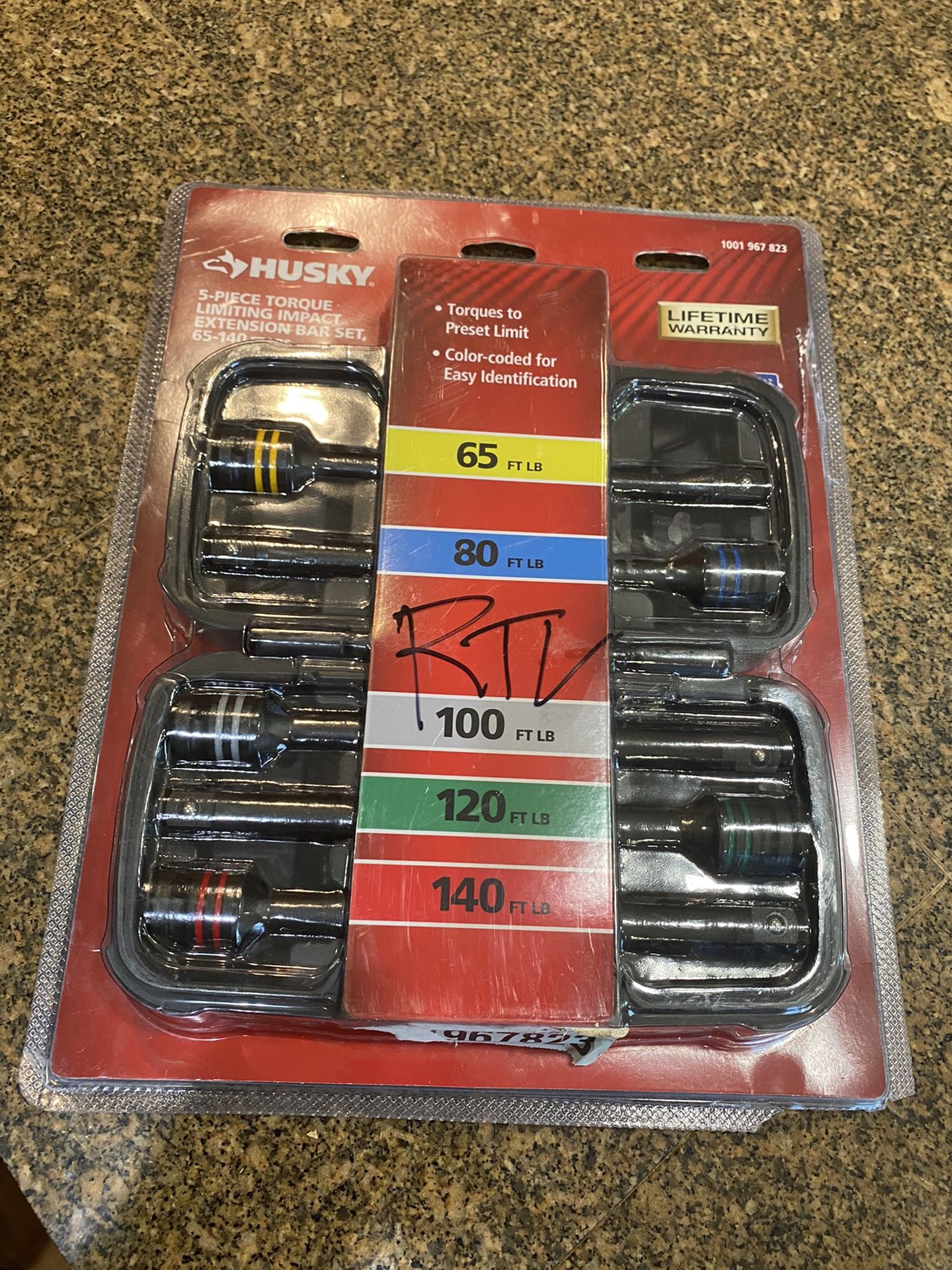Husky 65-140 ft. lbs. Torque Limiting Impact Extension Bar Set (5-Piece)