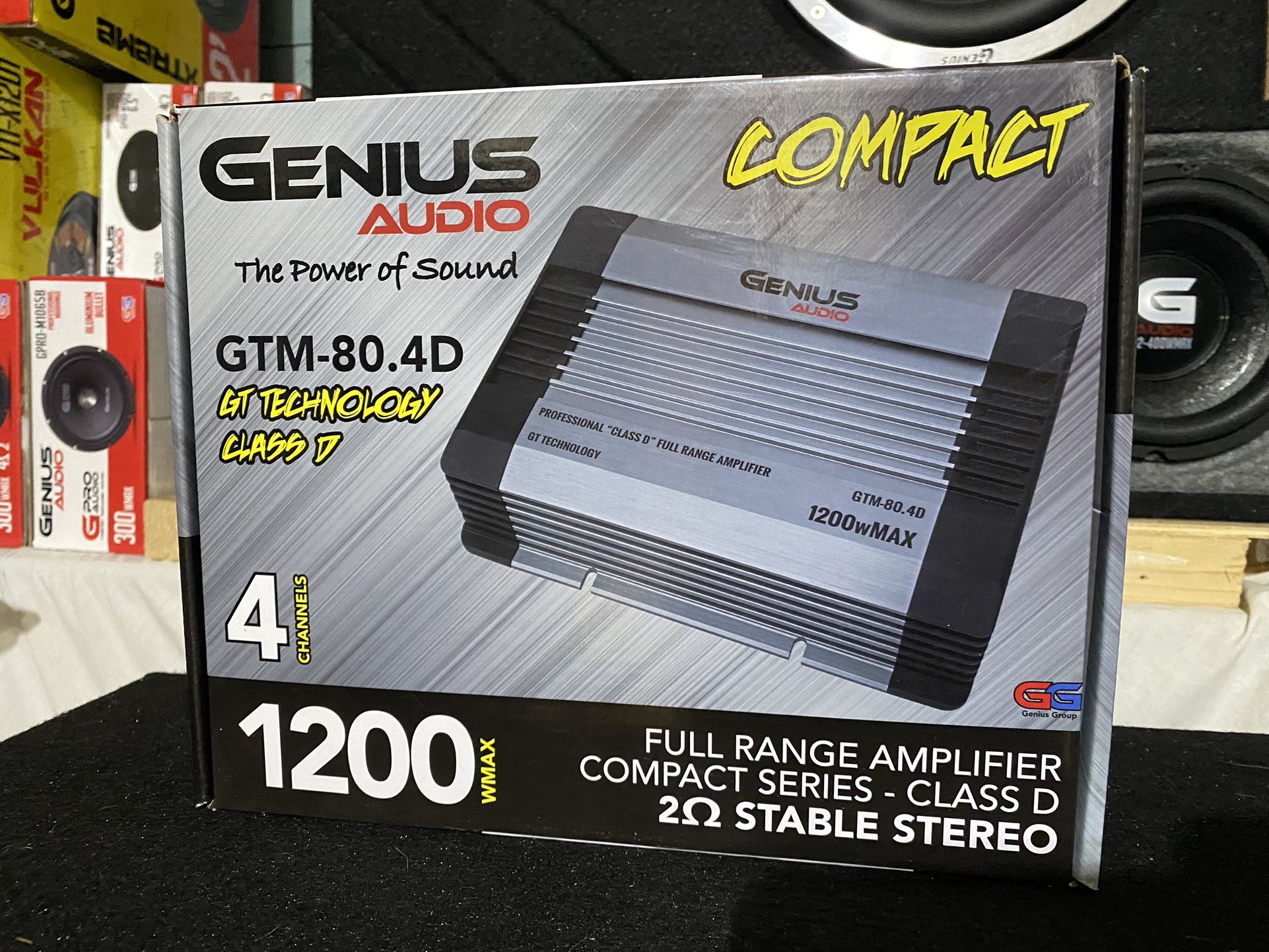 New Genius Audio 1200w Max Power 4-Channel Car Amplifier $140 each
