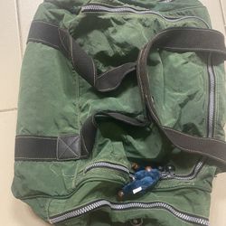 Kipling Jumbo Canvas Gym Travel Bag With Denise Monkey Plush Keychain Designer Authentic