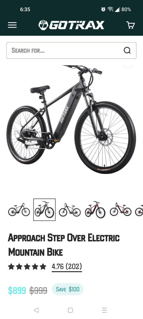 Gotrax 36V Electric Bike 350W Motor 20mph Max Speed - New