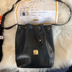 MCM Black Leather with CERTIFICATE OF AUTHENTICITY 