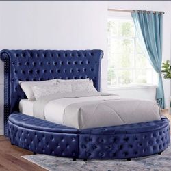 Brand New Navy Blue Eastern King Storage Bed Frame