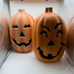 Halloween Jack-O-Lantern Blow Mold Decorations Set of 2
