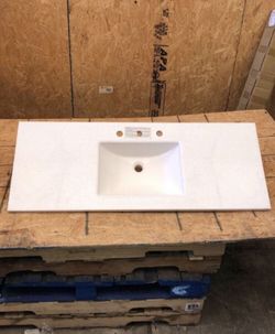 Glacier Bay 48.5 in. W x 18.5 in. D Cultured Marble White Rectangular Single Sink Vanity Top in White