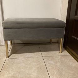 NEW Tainoki Modern Storage Bench… Gray Velvet…18” Tall By 29 1/2” Wide By 17” Deep… In Great Condition…$65