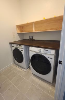 Laundry room folding table and cube shelf upgrade
