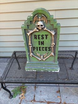 22” H resin type cemetery sculpture rest in pieces on front