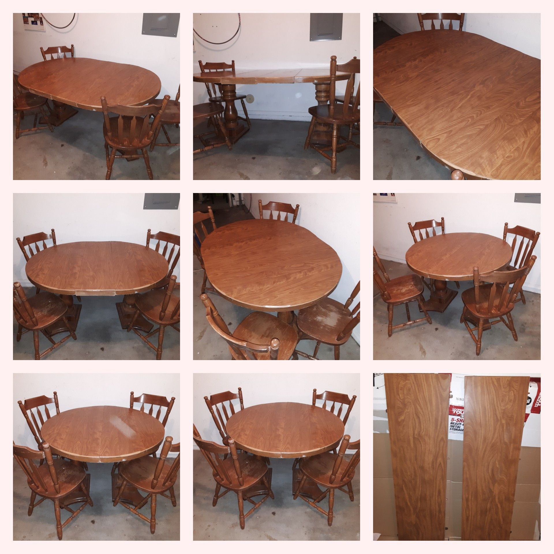 Re-sizable Kitchen Table with 2 inserts & 4 chairs