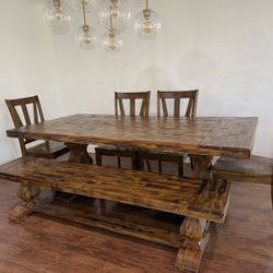 Very Nice Wooden Dinning Table With 4 Chair And Bench 