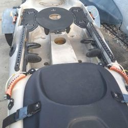 Malibu Stealth 12 fishing kayak with legal trailer, trolling motor, battery, and accessories