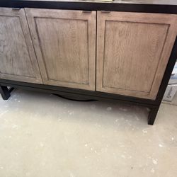 Duo 3-Door Hard Wood Buffet Credenza in Black Bean and Latte