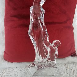 $15.00 - 24% Lead Crystal "Mother And Child" Statement Accent Figurine! Vintage Royal Crystal Rock Collectible!  Like New!