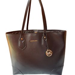 Michael Kors Saylor Black  Leather Large Tote Shoulder Bag