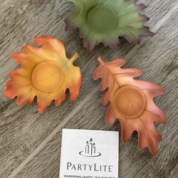 PartyLite - Whispering Leaves Tealight Trio Candle Holders -  Fall/Autumn/Harvest  New in Box  