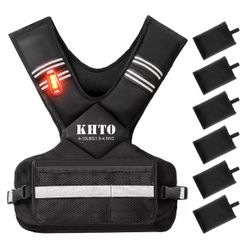 Brand New!! KHTO Adjustable Weighted Vest for Men and Women – X Shaped Weight Vest with Warning Light, Reflective Strip 11-20 Lb And 20-30 Lb