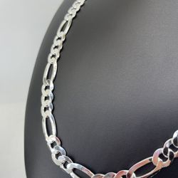 925 Sterling Silver Flat Figaro Necklace 26” 9.5mm 59.60grams  147717 3