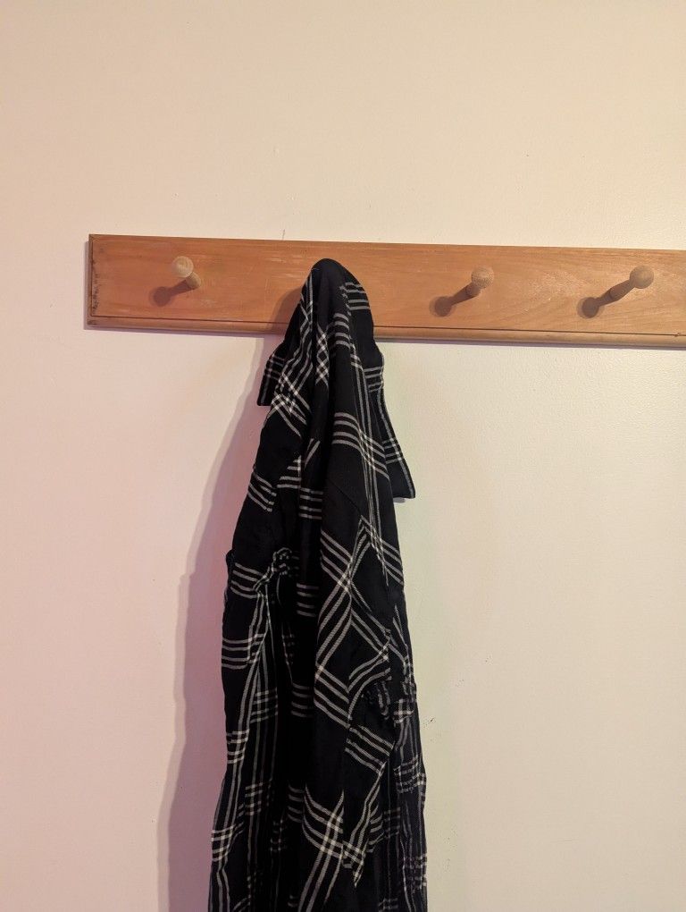 Wooden Coat Hook Strip - 4 Hooks