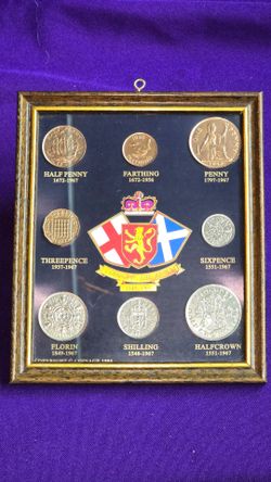 Coins Of The Realm In Glass Frame 1548~1967