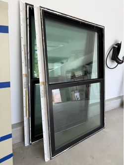 2 Milgard Black Frame Windows