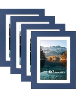 5x7 Picture Frame Set of 4, High Definition Real Glass, Display Pictures 4x6 with Mat or 5x7 Without Mat, Gallery Wall Hanging or Tabletop Photo Frame