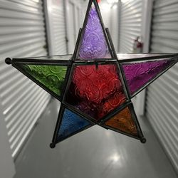 Stained Glass Star Tea Light Holder 