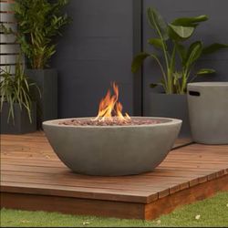 New Real Flame Outdoor Propane Fire Bowl Fire Pit – Black Concrete Look – Delivery Available