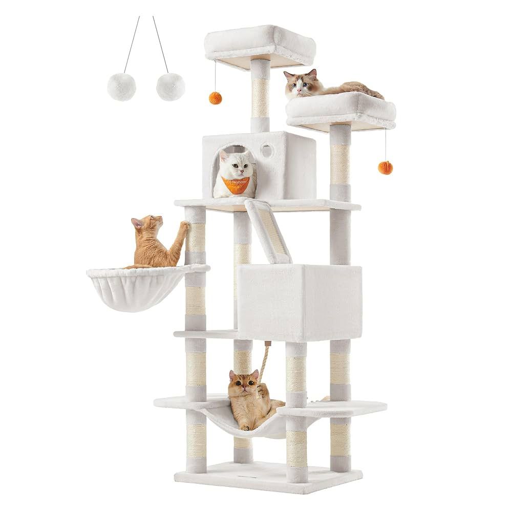 66.1-Inch Large Cat Tower Cream White PCT165T01