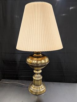Classic Brass-Toned Table Lamp with Pleated Shade