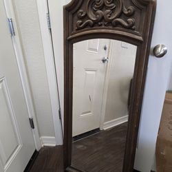 Vintage Spanish Mediterranean Dressing Mirror Syroco Scroll 52"