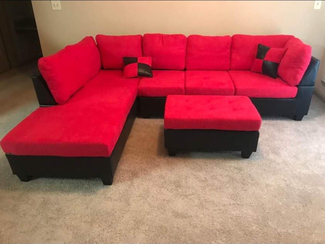 Red/Black Micro Fiber Sectional 