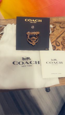 Coach Gold-Tone Stacked Ring Set with Crystal Accents