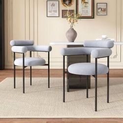 NEW TWO (2) Gray Chairs with Metal Legs and Grey Cushion Guard