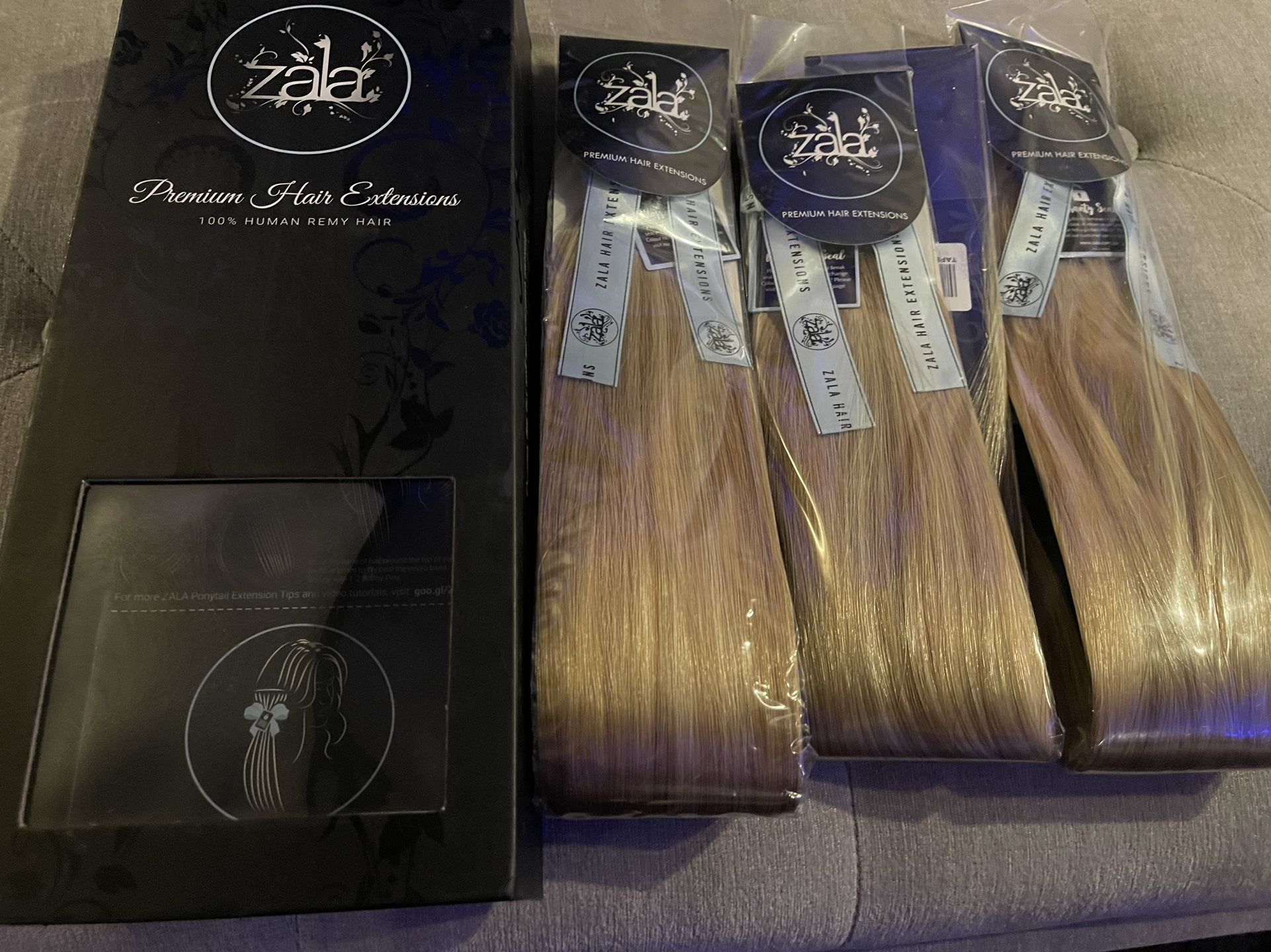 Invisible Tape in New Real Hair Extensions.  Honey Beach.  Length 22.   30 sandwiches of hair.