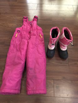 Girls 5/6 snowpants and size 13 Kamik boots