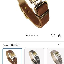 chede Basic Classic Luxury Padded Leather Dog Collar,The Seatbelt Buckle,for Large Medium Pets (XL, Brown)