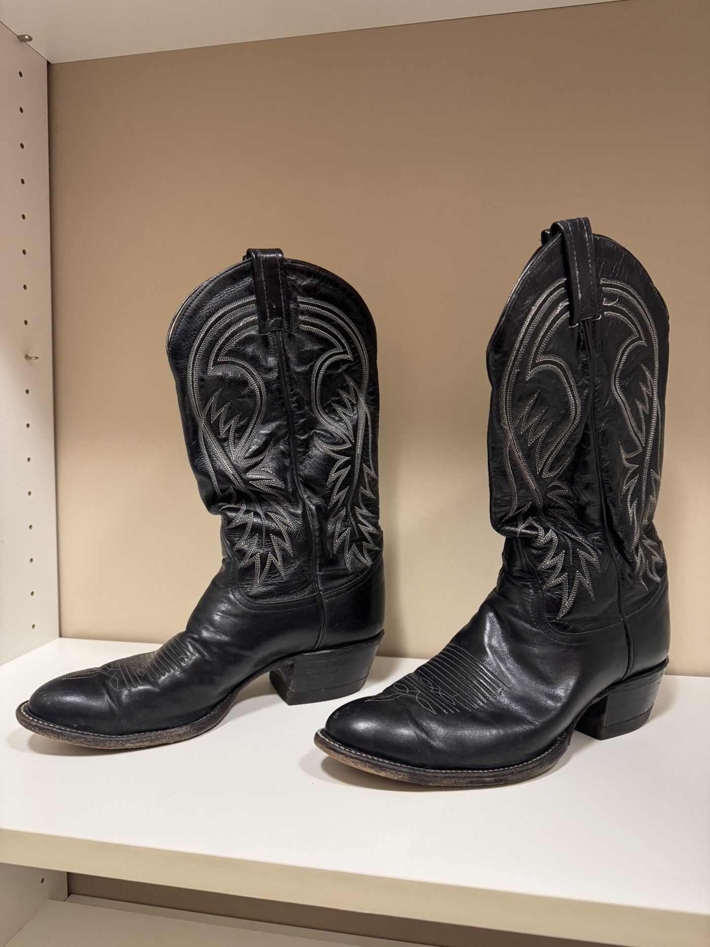 Black Leather Cowboy Boots