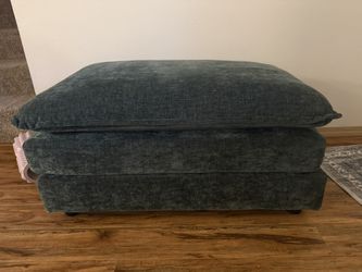 Ottoman 35” Long x 21.5” Wide x 17” height. Does Not Open For Storage