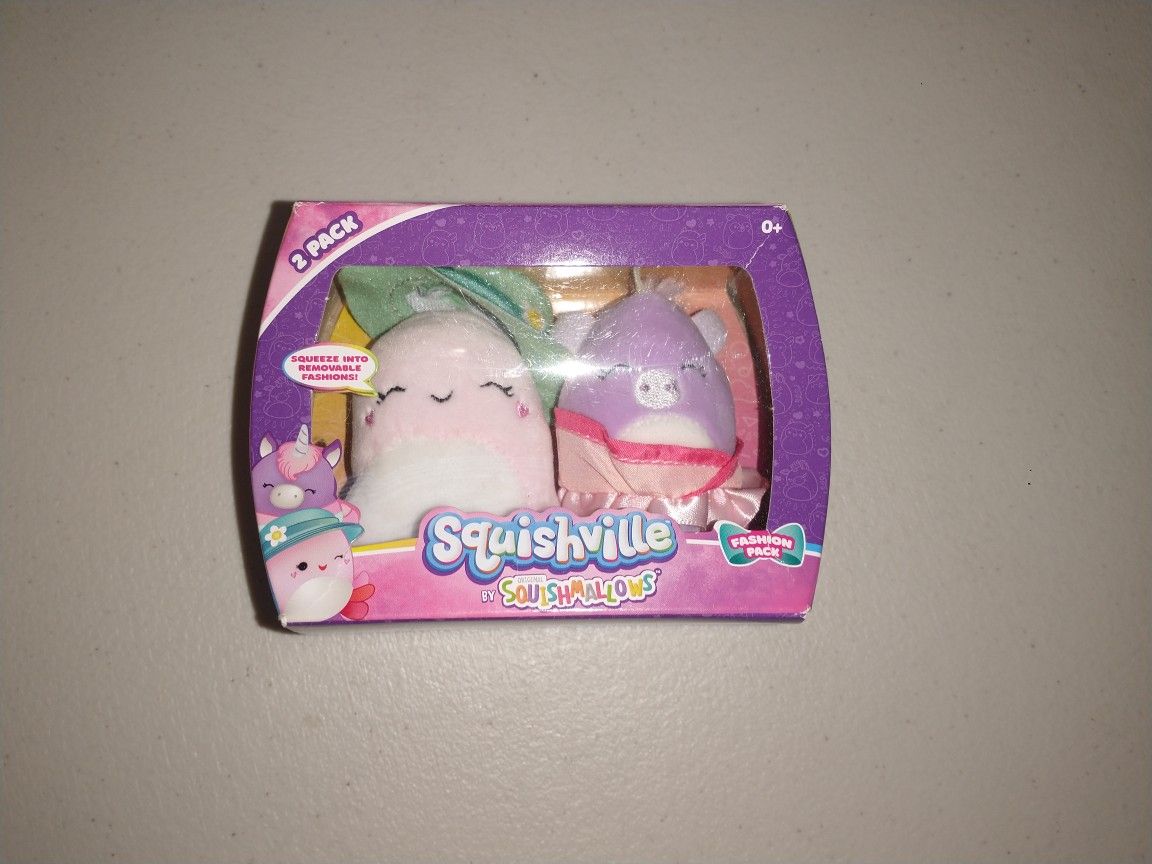 Squishville by squishmallows fashion pack 2 pack "Jeanne and Ponderosa"*new*
2.5"
Box opened items never used still secured to cardboard