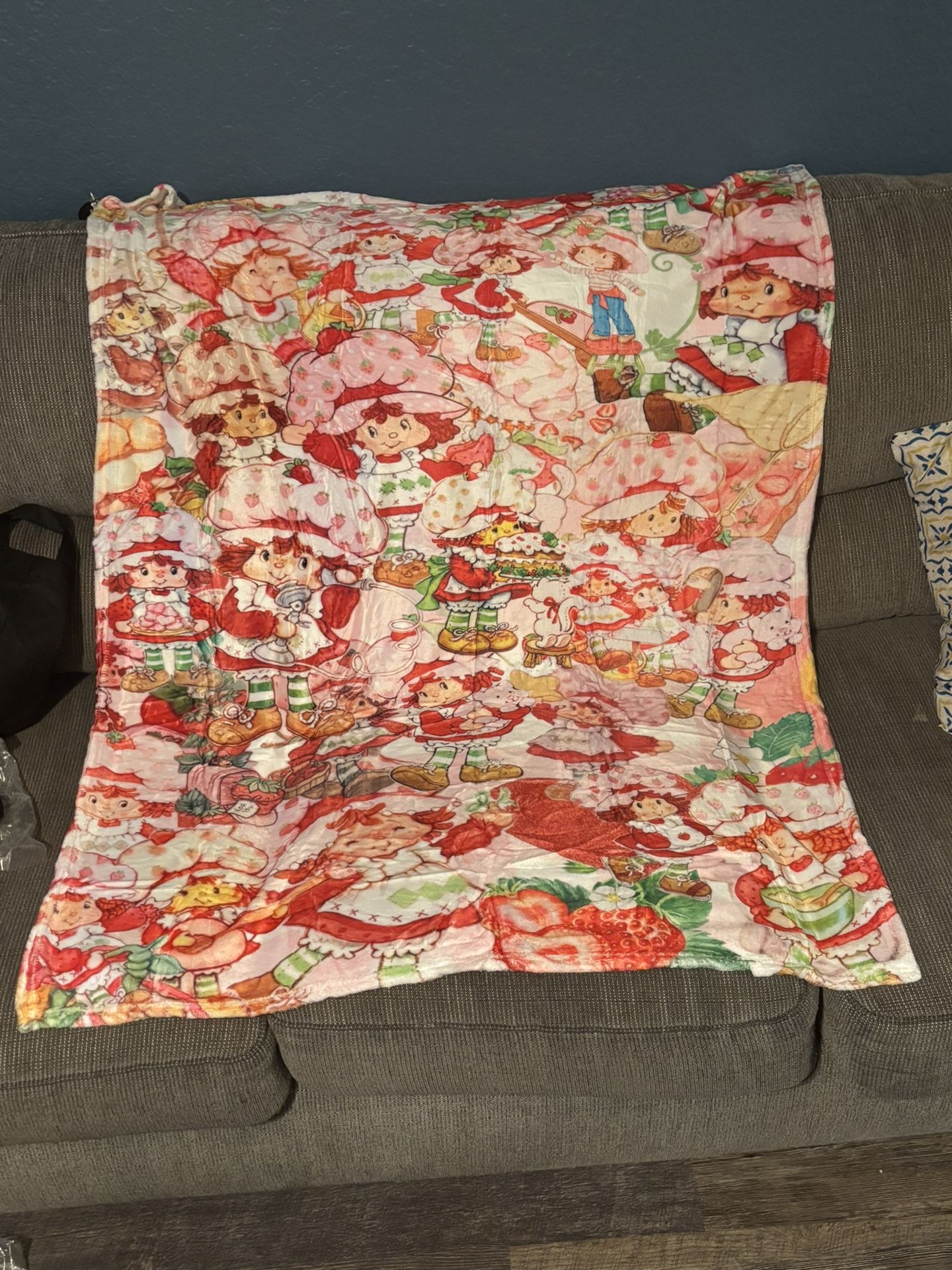 Strawberry Shortcake Fleece Flannel Throw Blanket Pink ~ 60x40