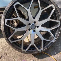 Repaired 24 Inch Wheel Good Tire Holds Air 5x114.3