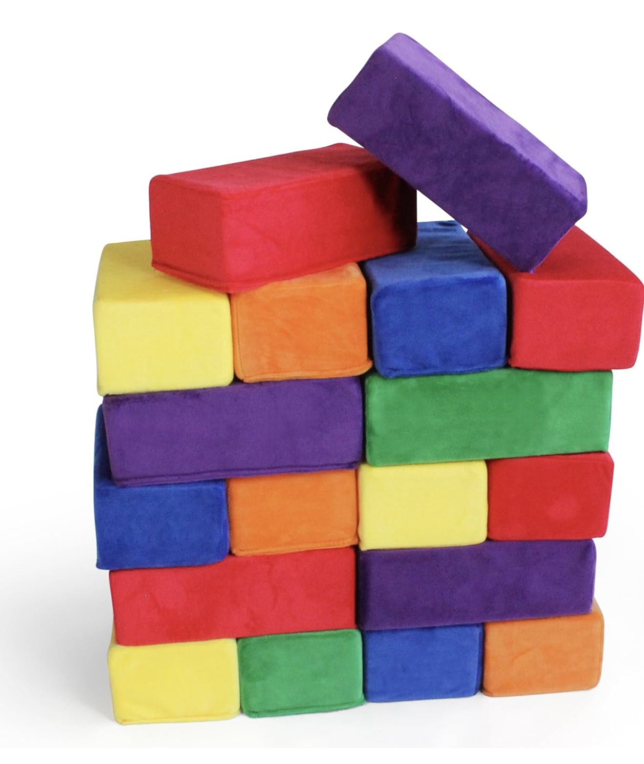 The Original Premium Plush Building Block for Kids - Certified Safe Foam Blocks in Luxuriously Soft Fabric Covers - Set of 24 (Classic Colors)