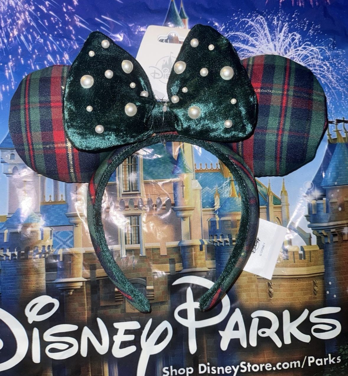 Disney 2025 Holiday Green Plaid Ears. Shipping Available