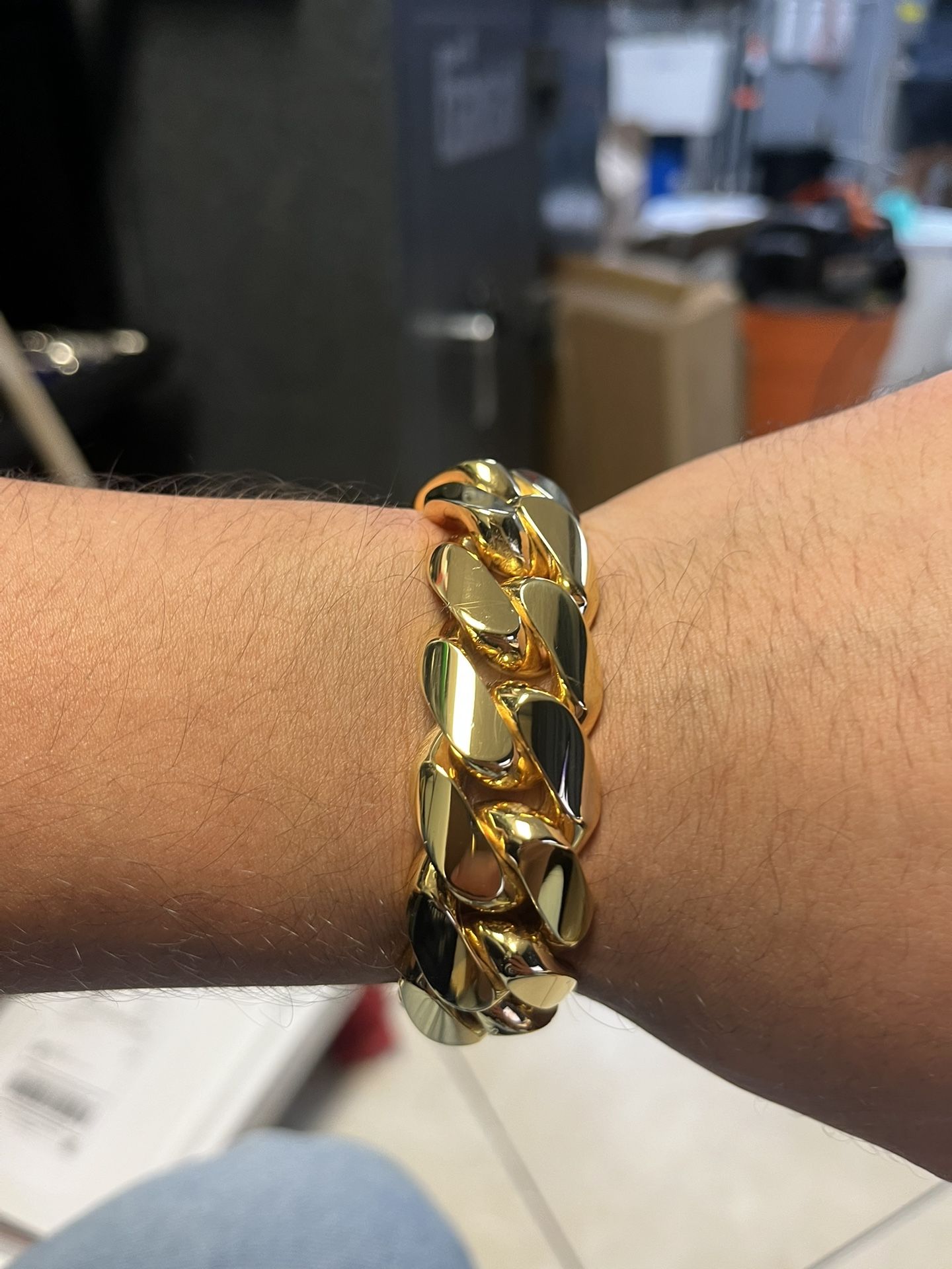 HUGE 16MM MIAMI CUBAN LINK 7.5 GOLD OVER SILVER