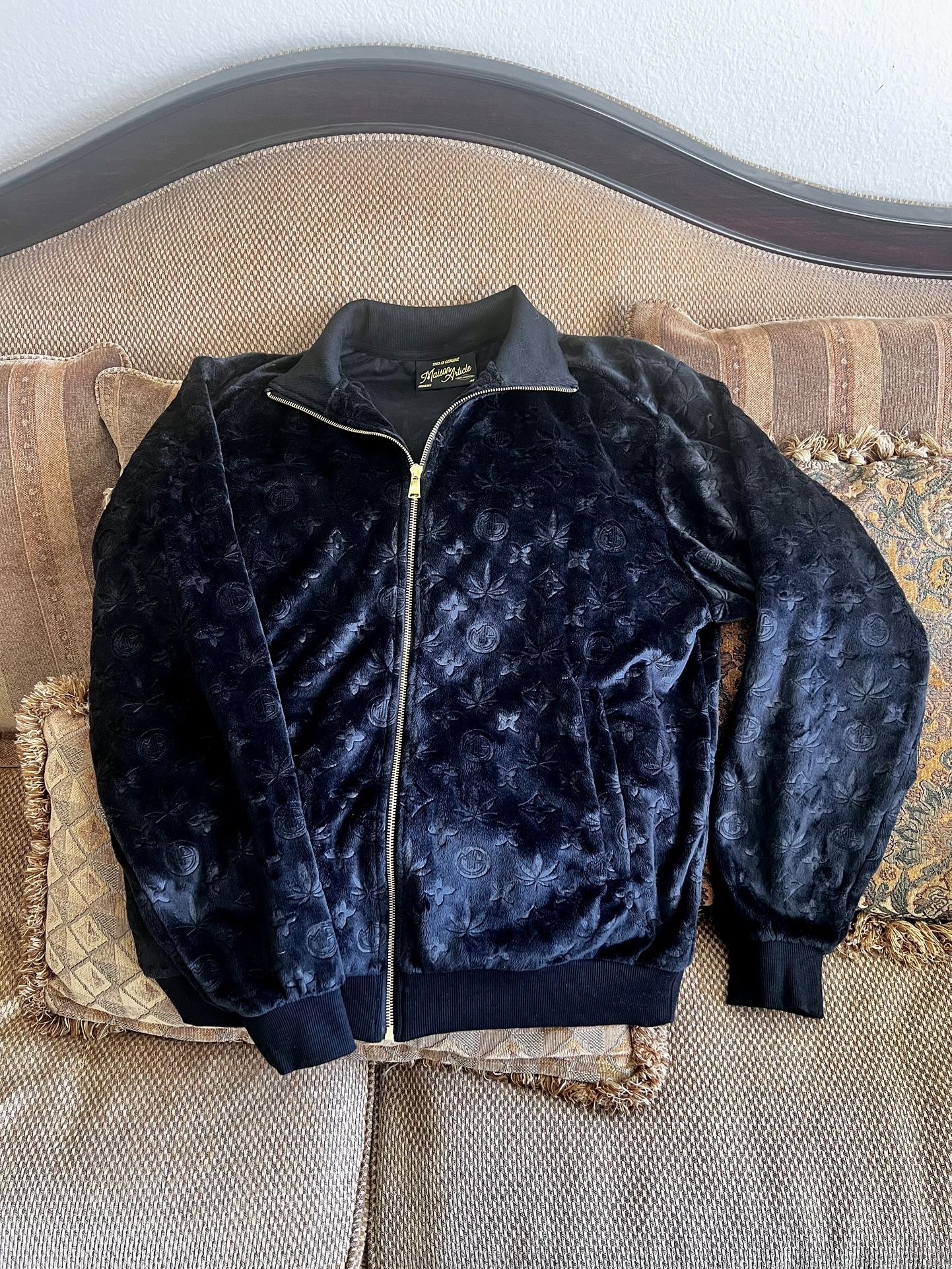 Maison Article black velour monogram jacket