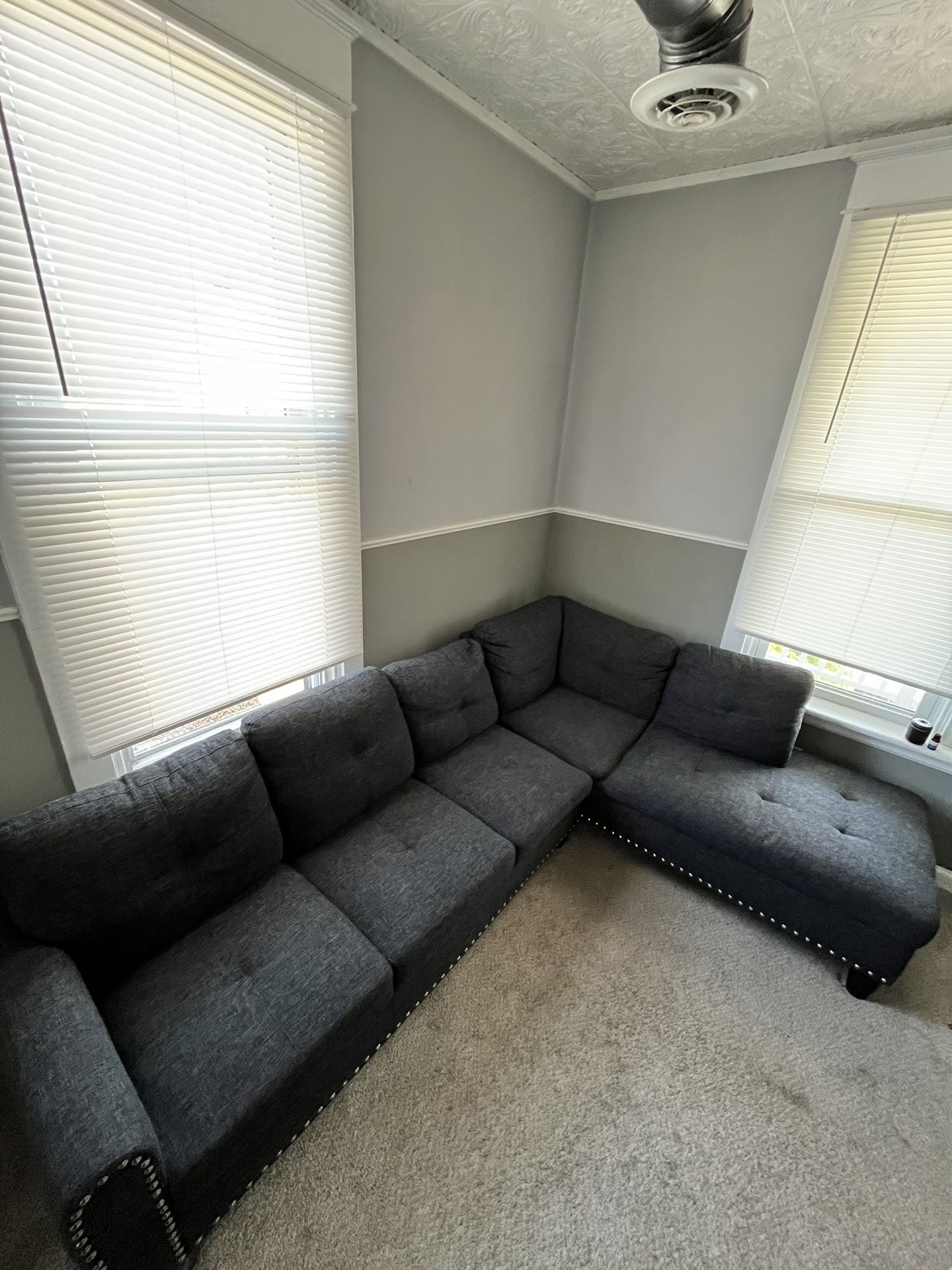 Black Linen Sectional 