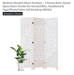 66.9 inch Wooden Room Partition (White)