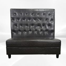 Button style Single Back Fully Upholstered Booth BO2 Black brown