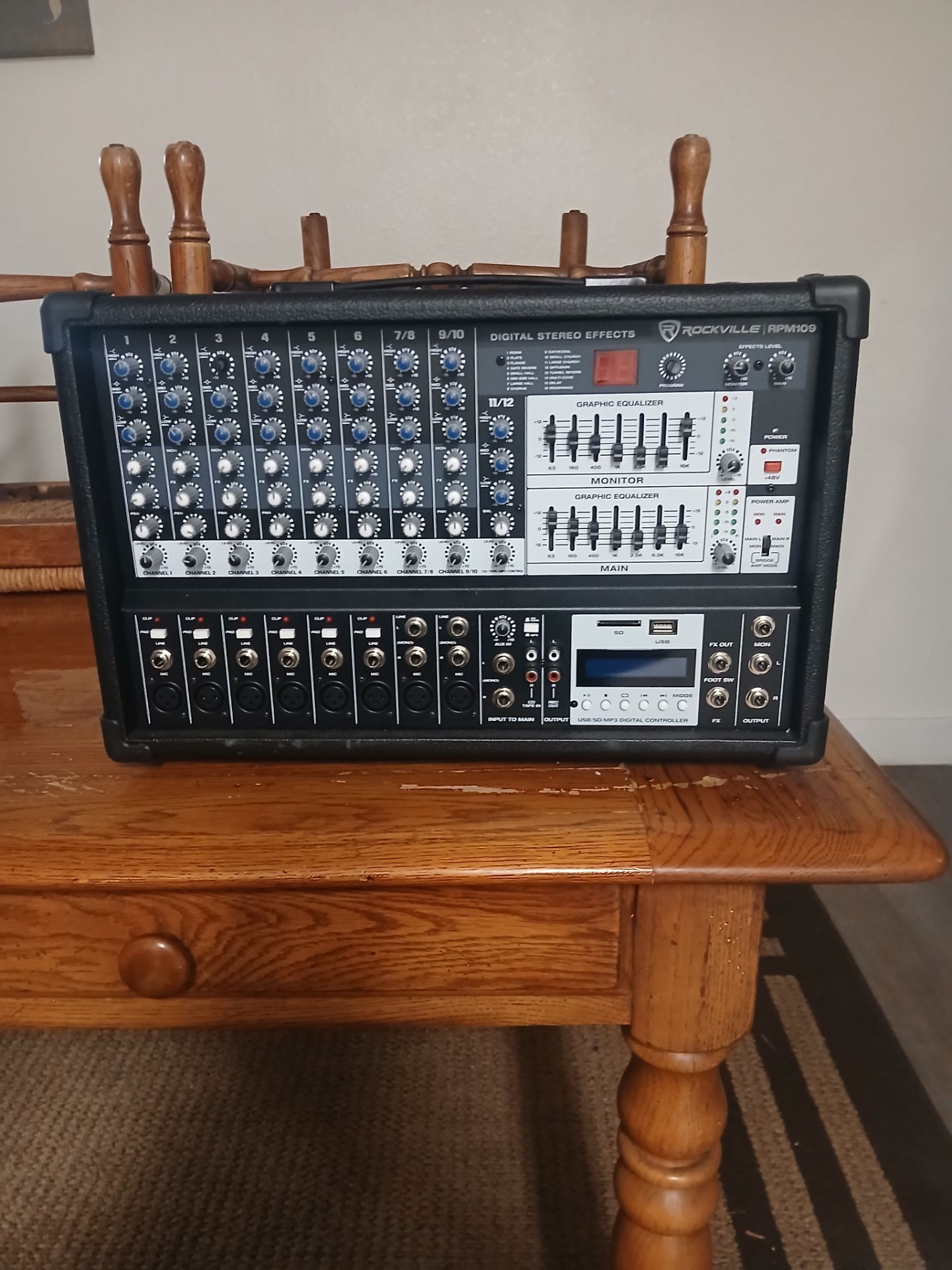 Rockville RPM109 12-Channel Powered Mixer.
