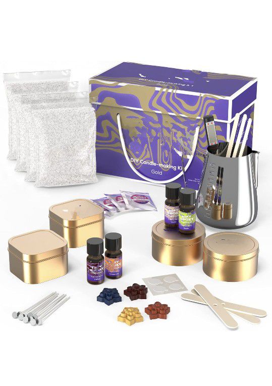 DIY Candle Making Kit Gold - Complete Supplies Set to Make Your Own Candles