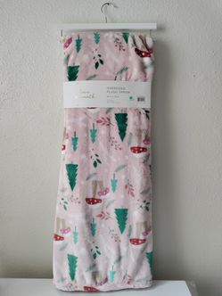 Christmas Tree & Mushrooms Oversized Plush Throw Blanket